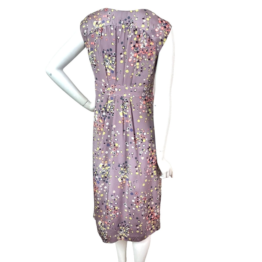 Boden Limited Edition Silk Floral Dress 8 Whimsigoth Pleated V Neck Midi EUC - Picture 3 of 9